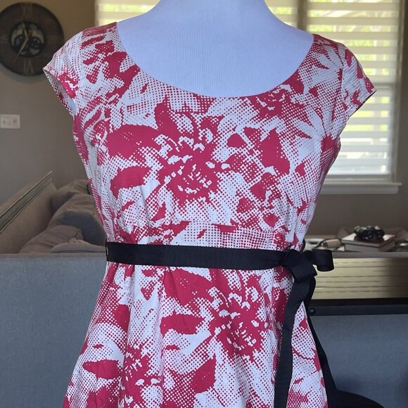 Motherhood Maternity Dress Size Small Pink White Midi Length Baby Shower Church - Picture 2 of 11